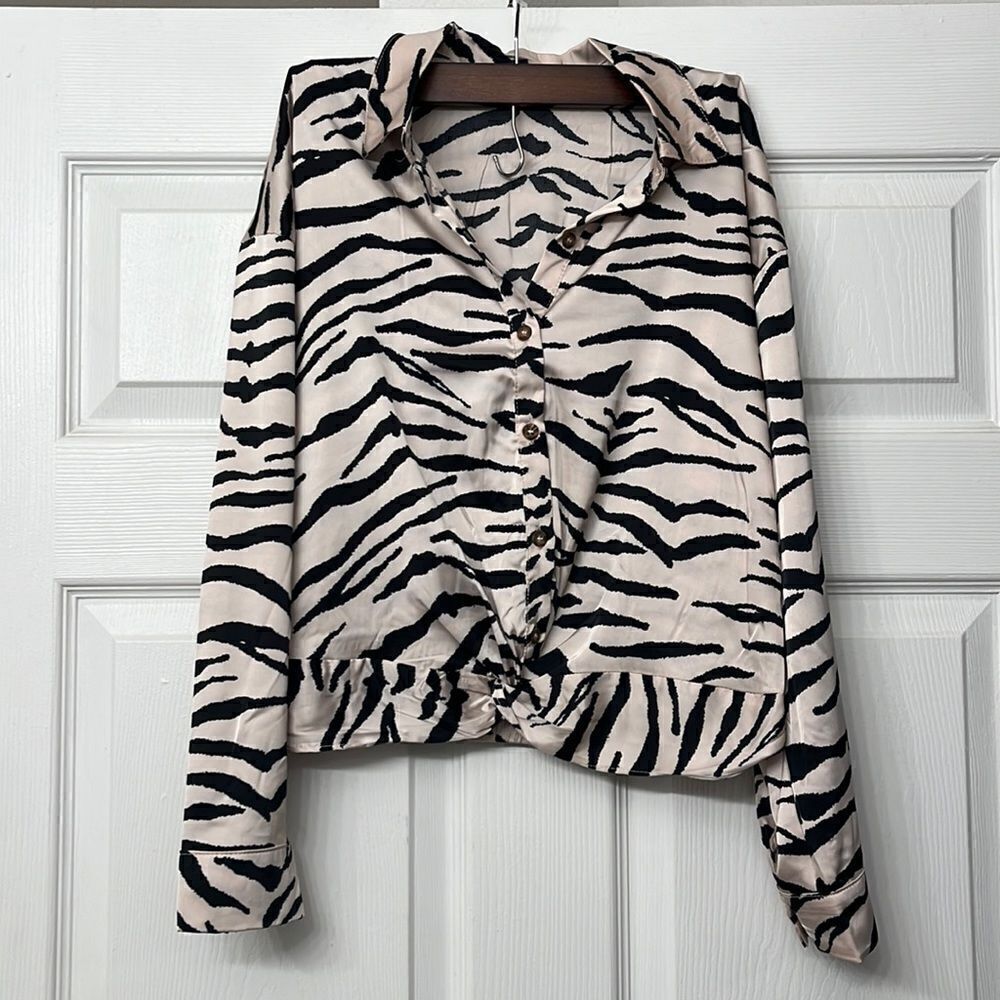 Women's Zebra Print, Small Blouse, Silky